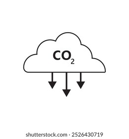 Projeto de ícone de redução de emissões de carbono CO2. ilustração vetorial