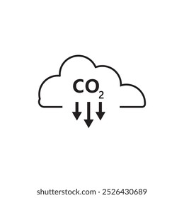 CO2, Reduzierung der CO2-Emissionen, Vektorliniensymbol