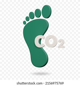 CO2 Carbon Footprint 3d Render Icon. Related To Sustainability, Carbon Emission And Environmental Impact.