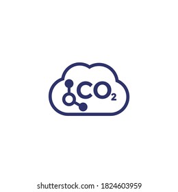 co2, icono del gas de carbono en blanco