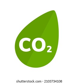 Icono verde del logotipo de la hoja neutra de CO2. Icono del logotipo de la planta plana de emisión de CO2 del vector