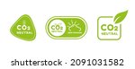 CO2. Carbon Neutral (zero emission) icon logo for climate change and green energy campaign. Eco green friendly sticker label for better environment concept.