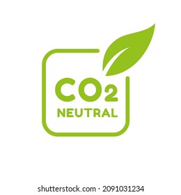 CO2. Carbon Neutral (zero emission) icon logo for climate change and green energy campaign. Eco green friendly sticker label for better environment concept.