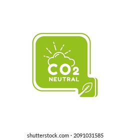 CO2. Carbon Neutral (zero emission) icon logo for climate change and green energy campaign. Eco green friendly sticker label for better environment concept.