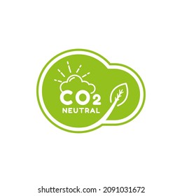 CO2. Carbon Neutral (zero emission) icon logo for climate change and green energy campaign. Eco green friendly sticker label for better environment concept.