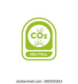 CO2. Carbon Neutral (zero emission) icon logo for climate change and green energy campaign. Eco green friendly sticker label for better environment concept.