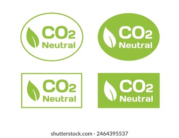 CO2. Carbon Neutral (zero emission) icon logo for climate change and green energy campaign. Eco green friendly sticker label for better environment concept