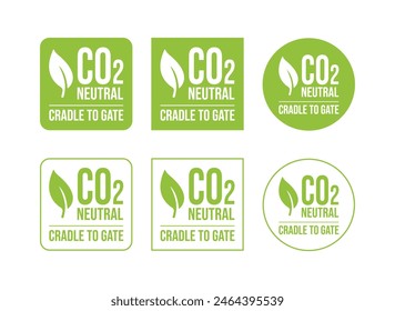 CO2. Carbon Neutral (zero emission) icon logo for climate change and green energy campaign. Eco green friendly sticker label for better environment concept