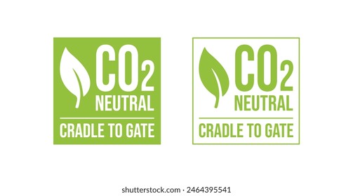 CO2. Logo del icono de carbono neutro (cero emisiones) para la campaña de cambio climático y energía verde. Etiqueta adhesiva ecológica amigable para un mejor concepto de medio ambiente