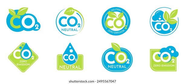 CO2. Carbon Neutral zero emission icon logo