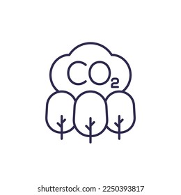 co2, icono de línea de desvío de carbono