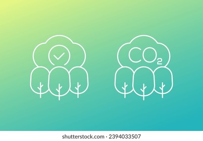 co2, carbon offset line icons, vector