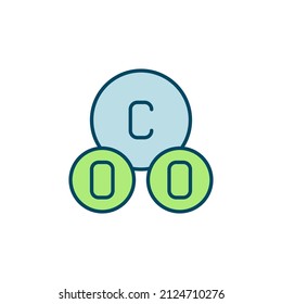 CO2 Chemical Formula vector Carbon Dioxide Molecule Model concept colored icon or symbol 