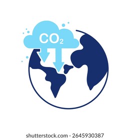 CO2 cloud with earth planet icon. Carbon dioxide emissions, smog pollution concept, environment concept.