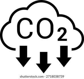 Conjunto de ícones de emissão e absorção de CO2 na nuvem, reduzindo as emissões de CO2 na coleção de ícones vetoriais