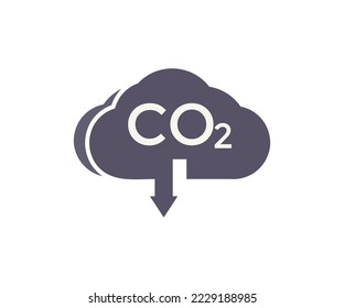 Co2 cloud, CO2 emissions logo design.  Carbon gas cloud, dioxide pollution. Global ecology exhaust emission smog concept. Limit Global Warming and Climate Change vector design and illustration.
