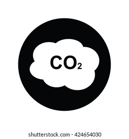CO2 cloud icon in black circle . Vector illustration