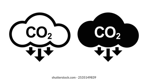 Ícone de nuvem CO2 branco preto vetor design isolado fundo