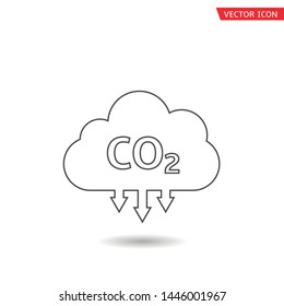 CO2 cloud icon. Carbon emissions reduction, Vector illustration