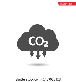 CO2 Cloud Icon. Carbon Emissions Reduction, Vector Illustration