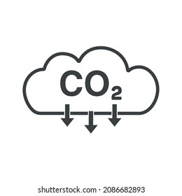 CO2-Cloud-Symbol Symbol für die Verringerung der Kohlendioxidemissionen. Dieses Design eignet sich zur Erklärung über die Umwelt. Vektorgrafik