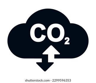 CO2 cloud icon, smoke pollutant damage, smog pollution concept, environmental pollution, emissions, carbon dioxide formula symbol sign - vector