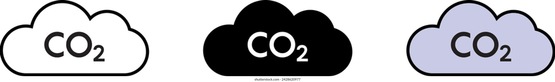 CO2 Cloud Icon Symbol Lined, Isolated and Colored Style. Vector illustration