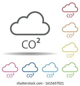 Co2, cloud line vector in multi color style icon. Simple thin line, outline vector of pollution icons for ui and ux, website or mobile application