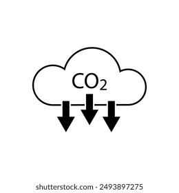 CO2 cloud symbol. Carbon emission reduction. Vector illustration. Environmental icon.