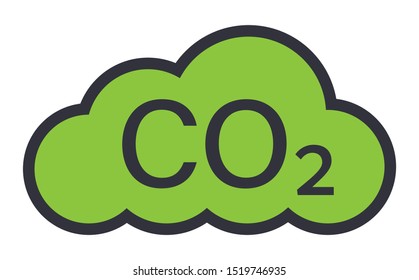 CO2 cloud symbol green eco icon