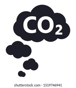 CO2 clouds symbol eco icon flat design