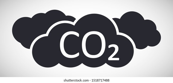 CO2 with clouds symbol flat icon