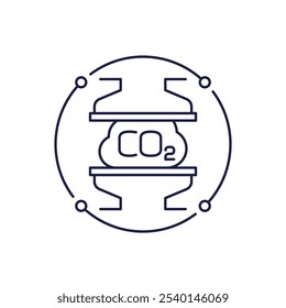 co2 compression icon, carbon capture line vector