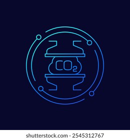 Icono de compresión de CO2, captura de carbono, diseño lineal