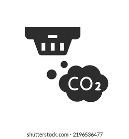 Co2 detector icon. Smoke. Monochrome black and white symbol