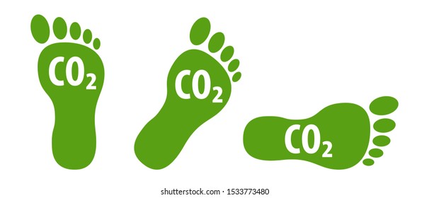 CO2 ecological footprint symbols green eco icons