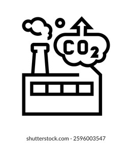 CO2 emission black line icon for digital and print projects.  Minimal clean icons for apps and websites. Modern simple icons for UI UX and branding