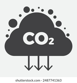 Co2 emission cloud icon. Carbon dioxide or CO2 vector icon on white background. 11:11