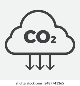 Co2 emission cloud icon. Carbon dioxide or CO2 vector icon on white background. 11:11