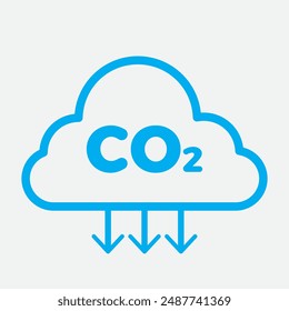 Icono de nube de emisión de CO2. Icono de dióxido de carbono o Vector de CO2 sobre fondo blanco. 11:11