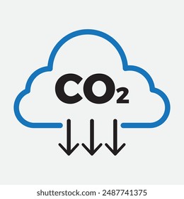 Co2 emission cloud icon. Carbon dioxide or CO2 vector icon on white background. 11:11