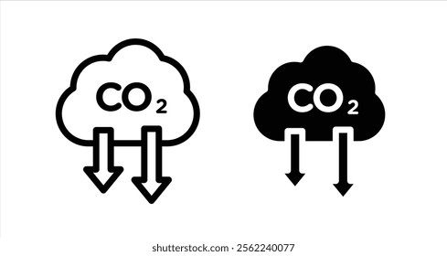 CO2 emission Icon collection in filled and stroke style.