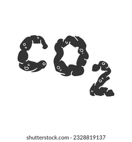 CO2 Emission Icon Silhouette Illustration. Contamination Vector Graphic Pictogram Symbol Clip Art. Doodle Sketch Black Sign.