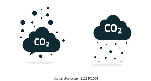 CO2-Emissionssymbol, Vektorgrafik oder Kohlendioxidgas-Verschmutzungswolke, Nebensymbol für flaches Design, Piktogramm für Luftabgase oder Zeichen für giftige chemische Abgase