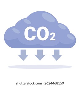 Co2 emission is increasing pollution with carbon dioxide cloud and arrows, concept of global warming