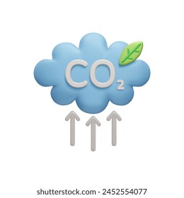 Icono 3D de reducción de emisiones de CO2. Neutral carbono, reducción de gases de Co2 Ilustración vectorial 3D respetuosa del medio ambiente aislada en blanco. Crédito de carbono, cero huella de carbono, detener el calentamiento global, la contaminación del aire.