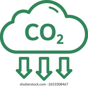 CO2 Emission Reduction Cloud Icon - Climate Change