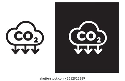 CO2 Emission Reduction Icon Vector – Eco-Friendly Carbon Symbol Design
