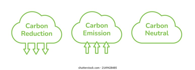 CO2 emission reduction linear style certificates icon set. Carbon dioxide zero footprint concept, stop global warming, environment ecology, air pollution improvement. Line style vector icon set.
