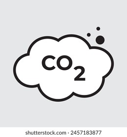 CO2 emission, reduction, neutrality concept vector flat icon set. Carbon dioxide zero footprint, carbon gas air pollution protection, ecology environment CO2 green clouds for your designs.